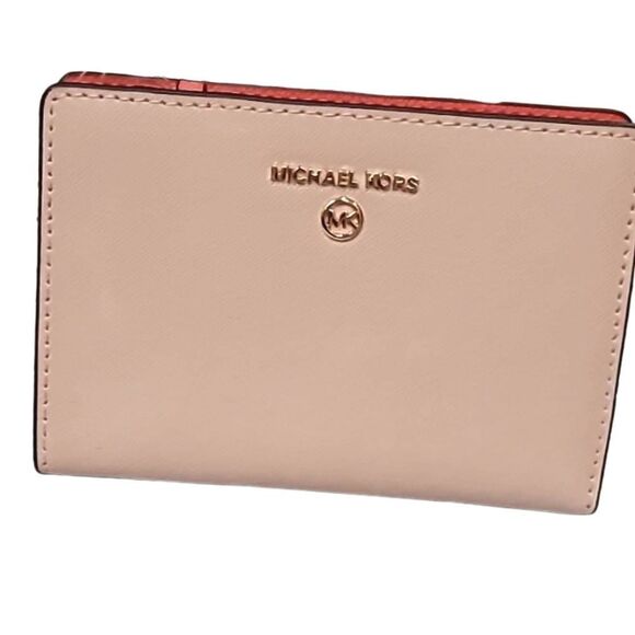 Michael Kors Jet Set Charm Medium Snap Carryall Leather Wallet- Soft Pink/Multi - Picture 9 of 9